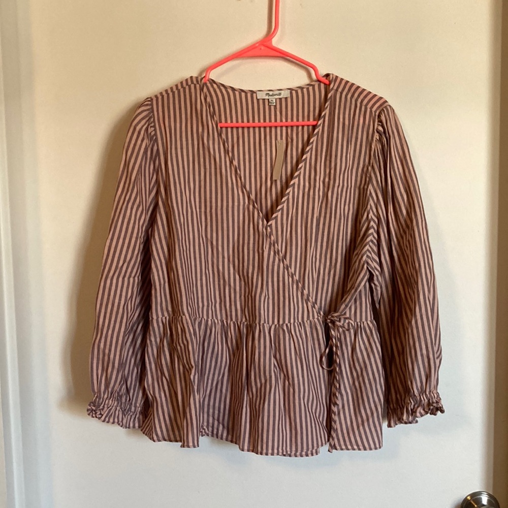 Madewell XL Wrap Shirt with snaps and tie